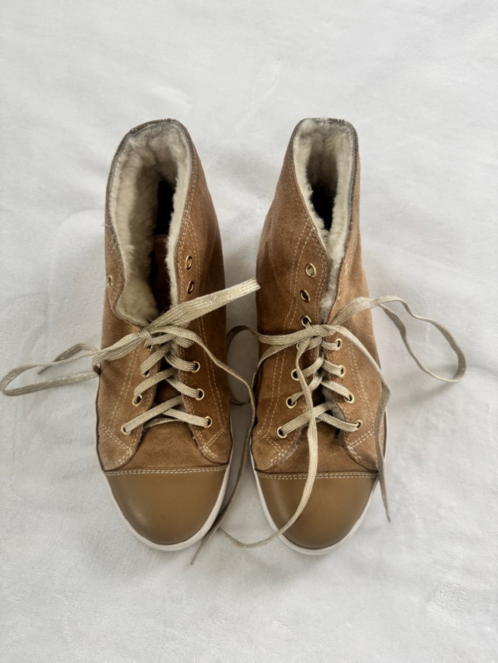 Kate Spade Size 8.5 Suede Lace-Up High-Top Sneakers in Brown
